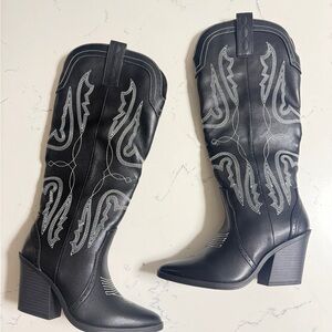 NWT #13 Sonoma Briely Women's Tall Western Boots Black Knee High Size 6